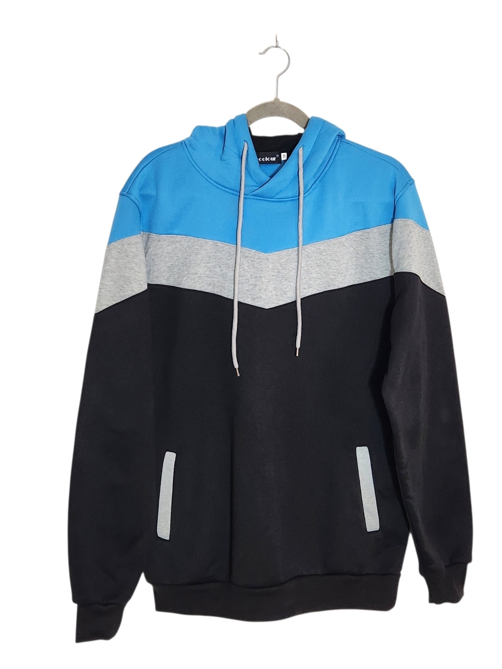 Mooncolour Blue and Black Colorblock Hoodie Sweatshirt Size Medium NWT